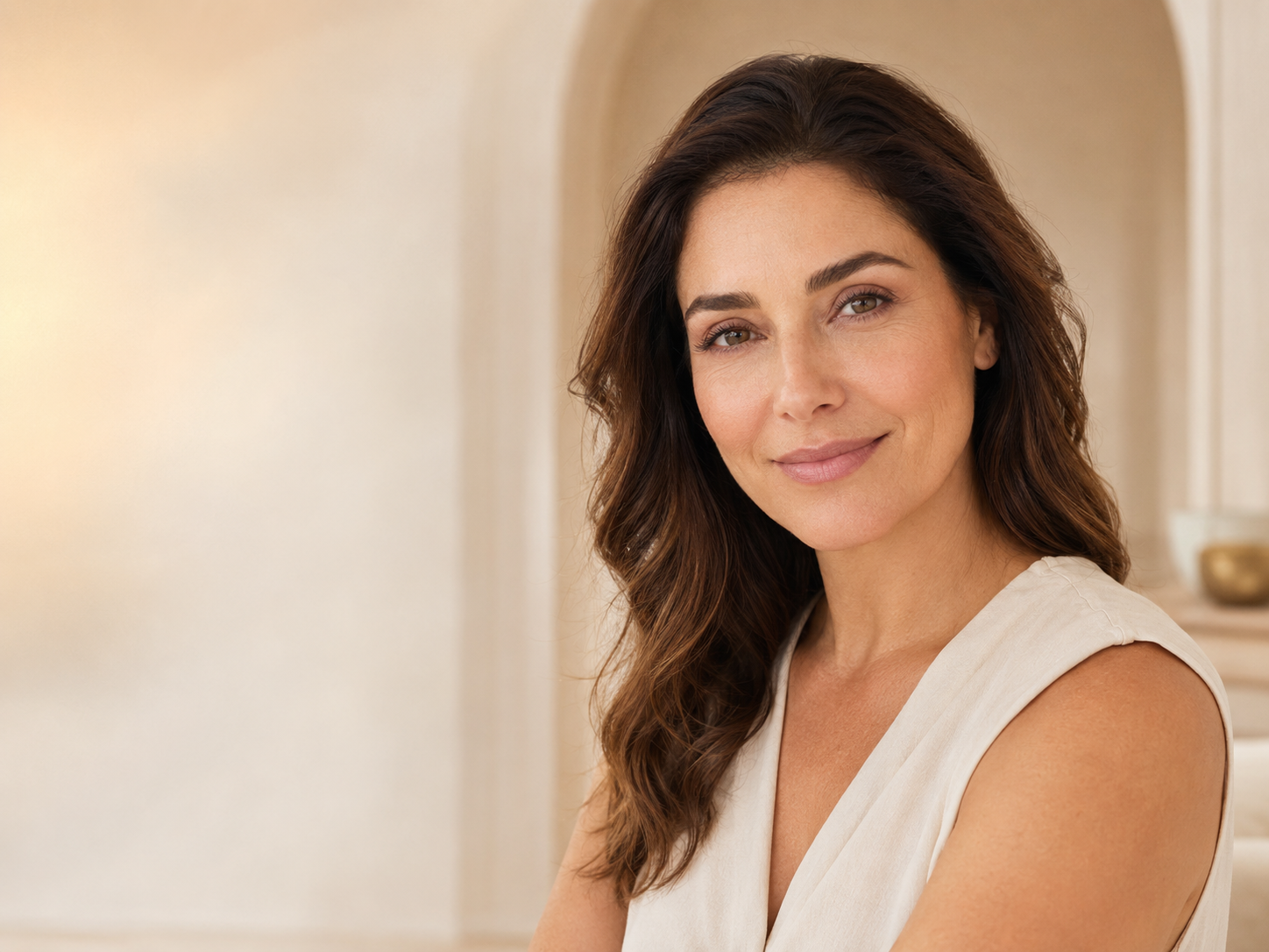 Mulher com pele saudável e luminosa, valorizando beleza e bem-estar